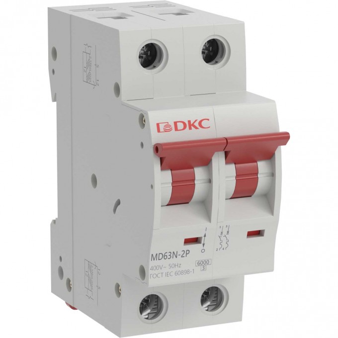 Выключатель автоматический двухполюсный DKC 20А C 6кА MD63N-2PC20 Выключатель автоматический двухполюсный DKC 20А C 6кА MD63N-2PC20