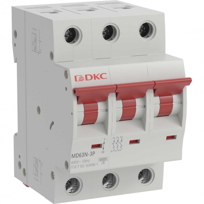 Выключатель автоматический трёхполюсный DKC 16А C 6кА MD63N-3PC16 Выключатель автоматический трёхполюсный DKC 16А C 6кА MD63N-3PC16